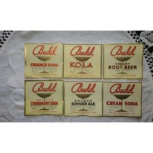 Lot of 6 Different Antique Budd Beverage Soda Labels Newport NH 1920s Estate
